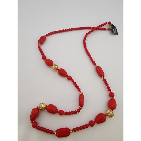 Vintage NOS Bohemian Glass Necklace (A3451) - Picture 2 of 4